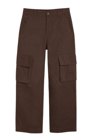 Brown cotton cargo trousers - Brown - Monki WW
