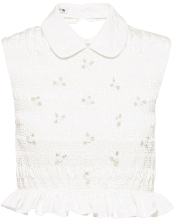 Miu Miu floral-embroidered Sleeveless Blouse - Farfetch