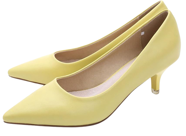 Amazon.com | Dear Time Women's Low Kitten Heels Dress Pumps Pointed Toe Comfortable Slip On Office Work Party Bridal Wedding Shoes 2 Inch Yellow US 9 | Shoes