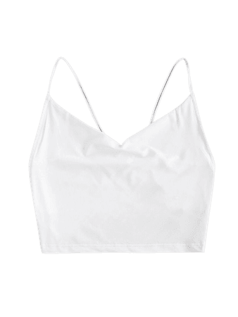 [36% OFF] 2021 Cowl Front O Ring Strappy Crop Tank Top In WHITE | ZAFUL
