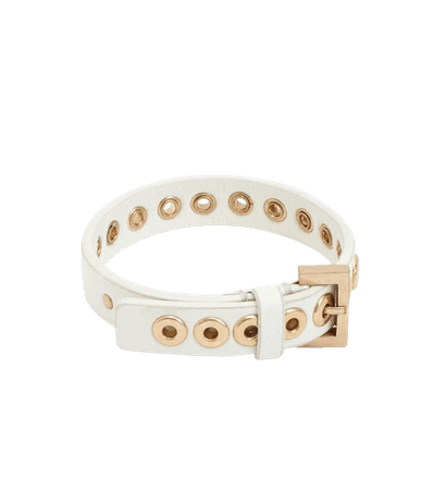 ALLSAINTS US: Womens Tori Leather Eyelet Bracelet (white_warm_brass)