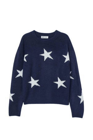 Knit Sweater - Dark blue/stars - Kids | H&M US