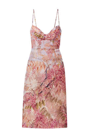Wild Botanica Floral-print Silk-organza Dress - Pink