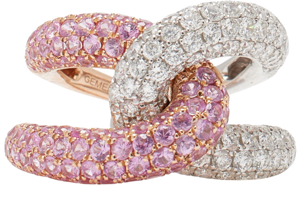 Intertwin 18k Rose And White Gold Diamond And Sapphire Ring By Gemella Jewels | Moda Operandi