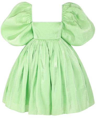 Avocado Green Selkie Puff Dress