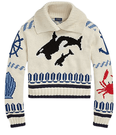Nautical-Motif Cotton Sweater