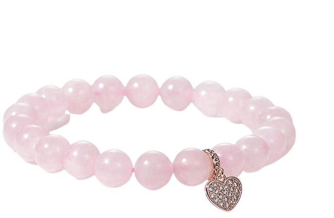 Rose Quartz Bracelet Rose Gold Heart Charm love stone | Etsy