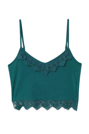 Short Tank Top with Lace - Turquoise