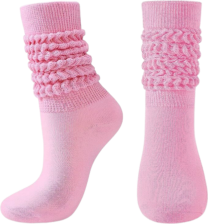 BOOPH Slouch Socks Women Scrunch Sock Knee High Slouchy Socks for Women Size 6-11 Pink at Amazon Women’s Clothing store