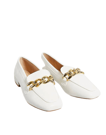 Z_Code_Z Exclusive Wide Fit Layla flat shoes with chain detail in white | ASOS
