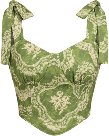 Sweetheart Floral Bowknot Shirred Crop Tank Top - Cider