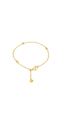 24K Yellow Gold Heart Bracelet