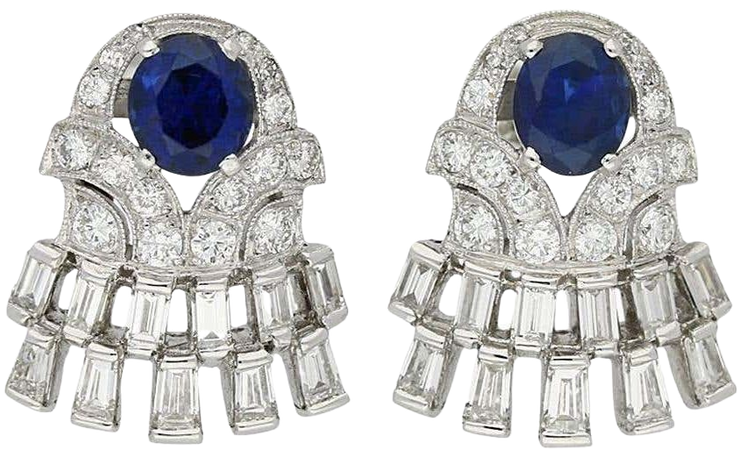 1960s Sapphire Diamond Earrings For Sale at 1stDibs