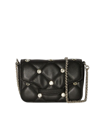 Mini faux leather quilted bag with chain and rhinestones - New - Woman | Bershka