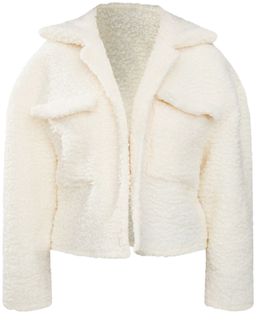 Cream Borg Pocket Front Oversized Teddy Jacket | PrettyLittleThing CA