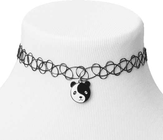 Panda Yin Yang Tattoo Choker Necklace - Black | Claire's US