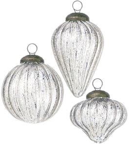 Mini Mercury Glass Ornaments (Set of 3) | Finest in glass Christmas Ornaments, and unique Holiday decor.