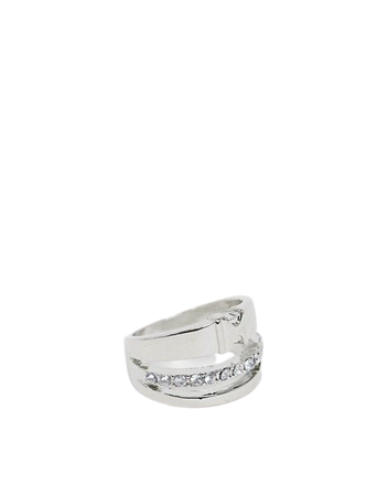 ASOS DESIGN triple ring with seatbelt design in silver tone | ASOS