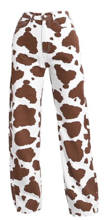 High Waist Cow Print Straight Leg Jeans (romwe.com)