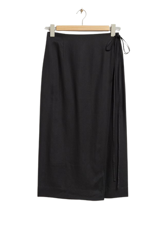 High Waist Midi Wrap Skirt - Black - Midi skirts - & Other Stories US