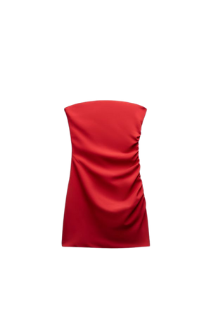 RUCHED STRAPLESS DRESS - Red | ZARA United States
