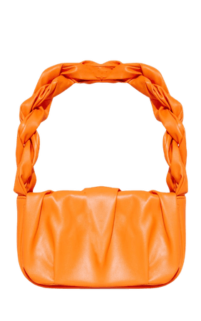 Orange Twist Strap Ruched Front Shoulder Bag | PrettyLittleThing USA