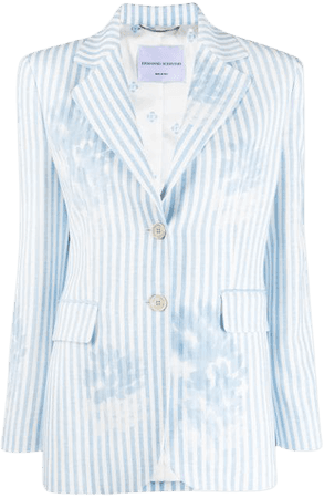 Shop white & blue Ermanno Scervino striped single-breasted blazer with Express Delivery - Farfetch