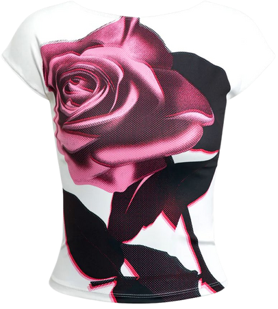 Rose Print Backless T-shirt – Micas