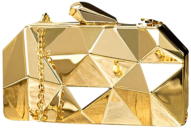 Reberomantic Goodbag Women Lattice Pattern Metal Handbag Chain Geometric Evening Clutch, Gold: Handbags: Amazon.com