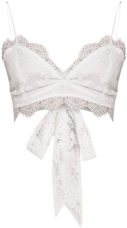 Amelie White Tie Back Lace Bralet | Jumpers | PrettyLittleThing
