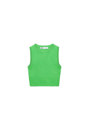 CROPPED KNIT TOP - Green | ZARA United States