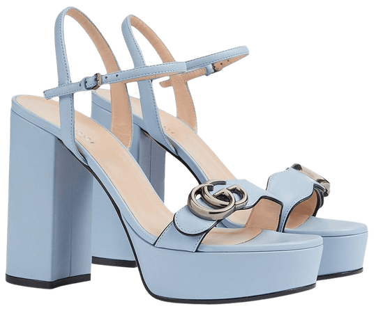 Gucci blue 115mm block heel sandals