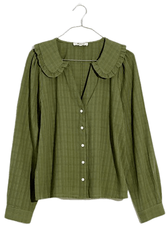 Ruffle-Collar Button-Up Shirt in Syril Plaid