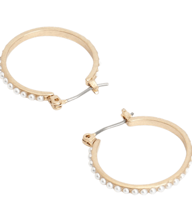 ALLSAINTS US: Womens Jada Pearl Hoop Earrings (pearl_warm_brass)