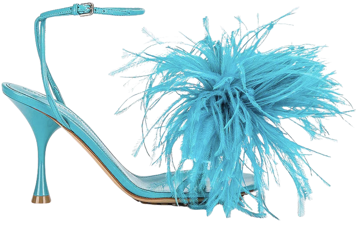 Bottega Veneta aqua blue feather dot heels
