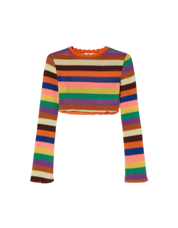 Long sleeve top with multicolored stripes - Tees and tops - Woman | Bershka