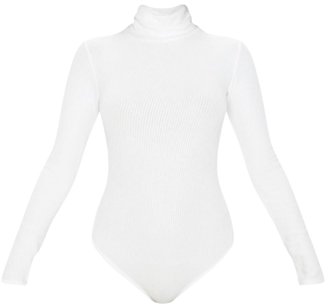 white turtleneck bodysuit