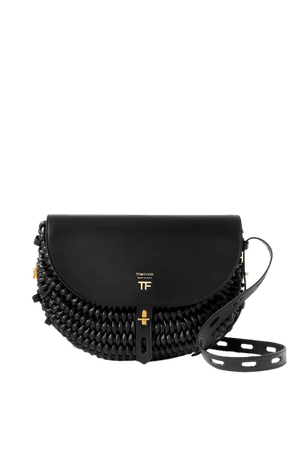 Black Saddle woven leather shoulder bag | TOM FORD | NET-A-PORTER
