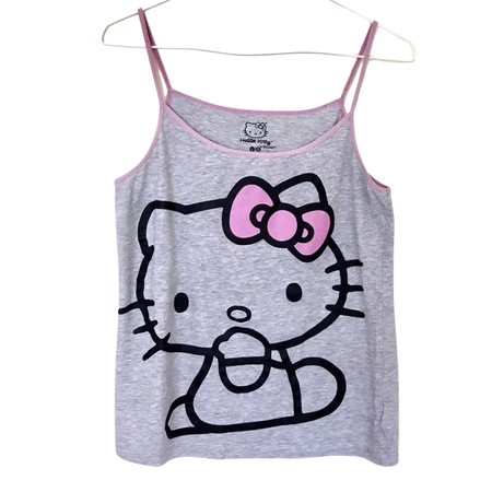 Heather grey Y2K Japanese Sanrio hello kitty tank top with - Depop