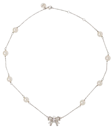 bow pearl necklace silver
