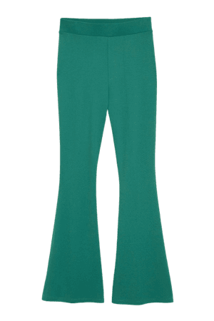 Green high waist flared trousers - Dark green - Monki WW