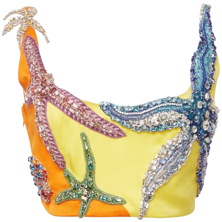 Starfish-Embellished Crepe Cropped Top By Versace | Moda Operandi