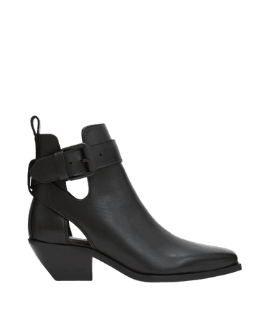 ALLSAINTS US: Womens Demi Leather Cut Out Boots (black)