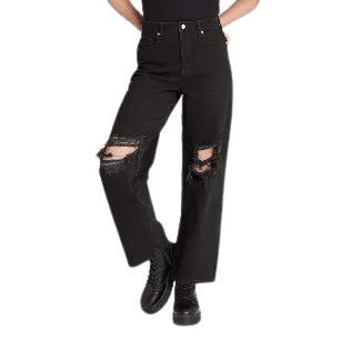 Women's Super-high Rise Distressed Baggy Jeans - Wild Fable™ Black Wash : Target