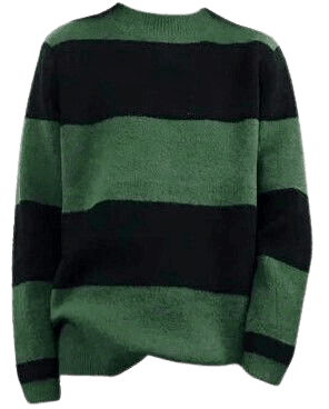 green + black striped sweater png