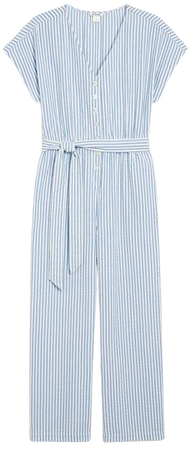 Blue striped wide leg jumspuit - Blue pyjama stripes - Monki WW