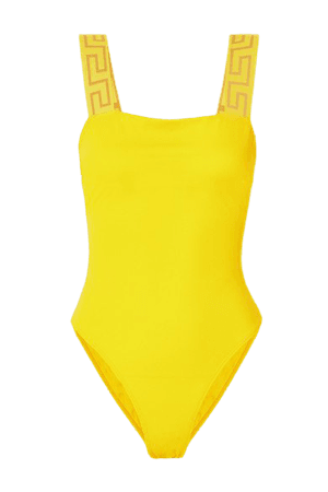 Jacquard-trimmed Swimsuit - Bright yellow