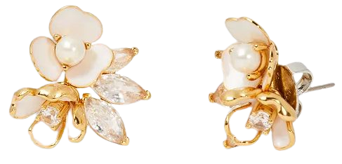 kate spade new york Bouquet Toss Cubic Zirconia & Imitation Pearl Cluster Flower Stud Earrings in Gold Tone | Bloomingdale's