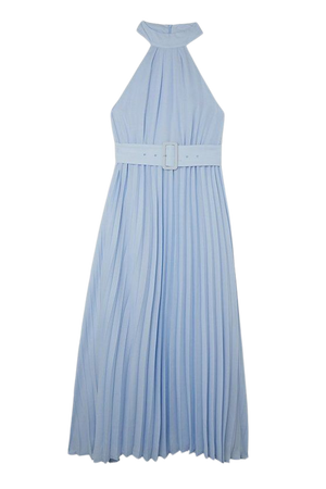 Georgette Belted Pleated Midi Dress | Karen Millen