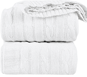 Amazon.com: White Knit Blanket Throw for Couch Sofa , White Cream 100% Cotton Cable Knit Winter Throw Blanket Super Soft Cozy Warm Throw Blankets Farmhouse Outdoor Boho Home Decorations Throw Blankets (60"x50") : Home & Kitchen
